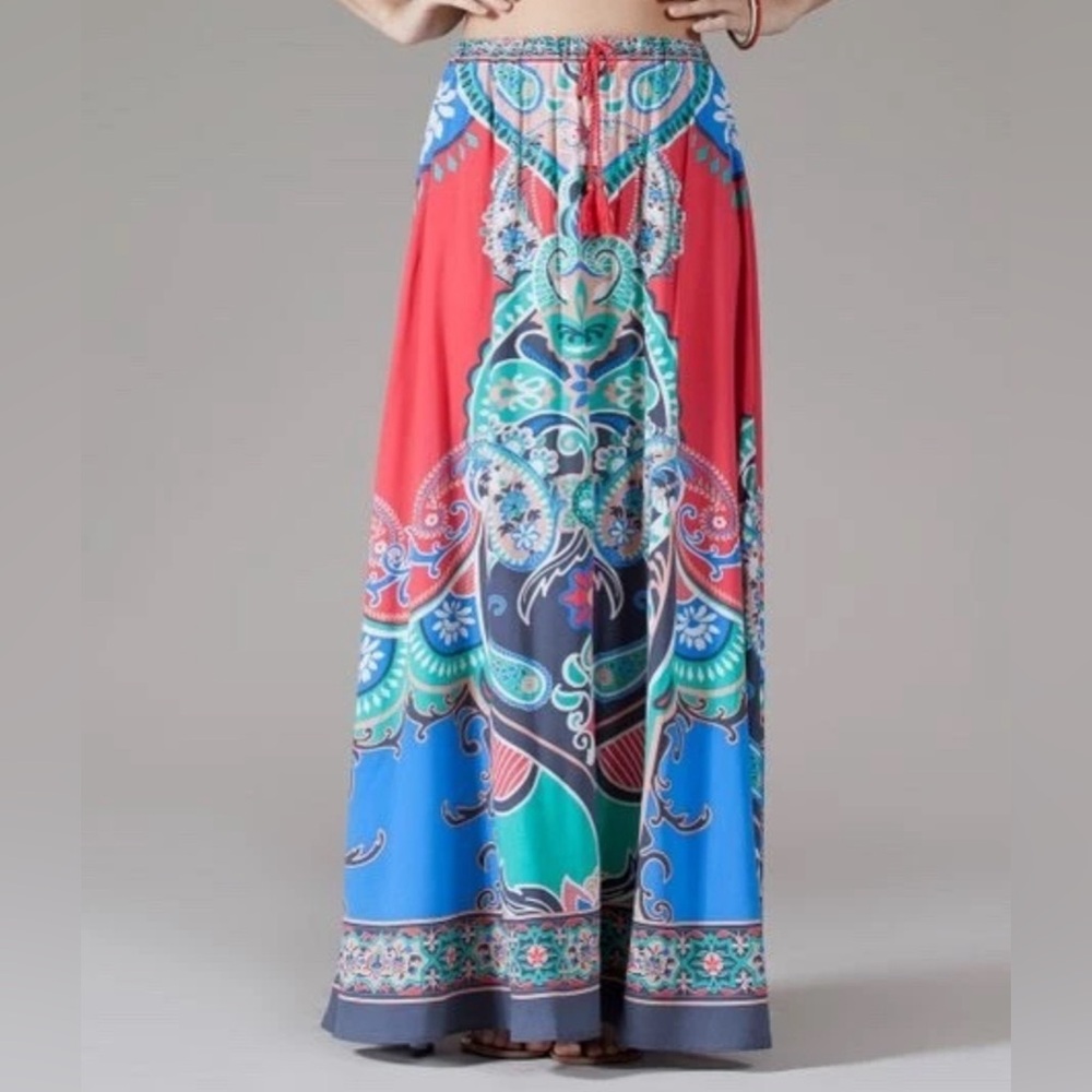Flying Tomato Gypsy Maxi Skirt Multicolor Hippie Boho Elastic Waist Size Large